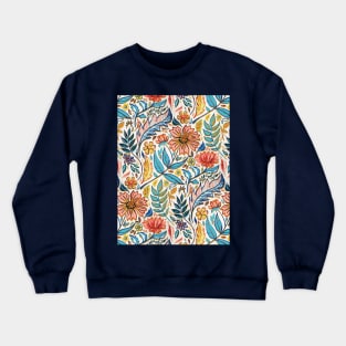 Vivid Colorful Art Nouveau Floral Crewneck Sweatshirt